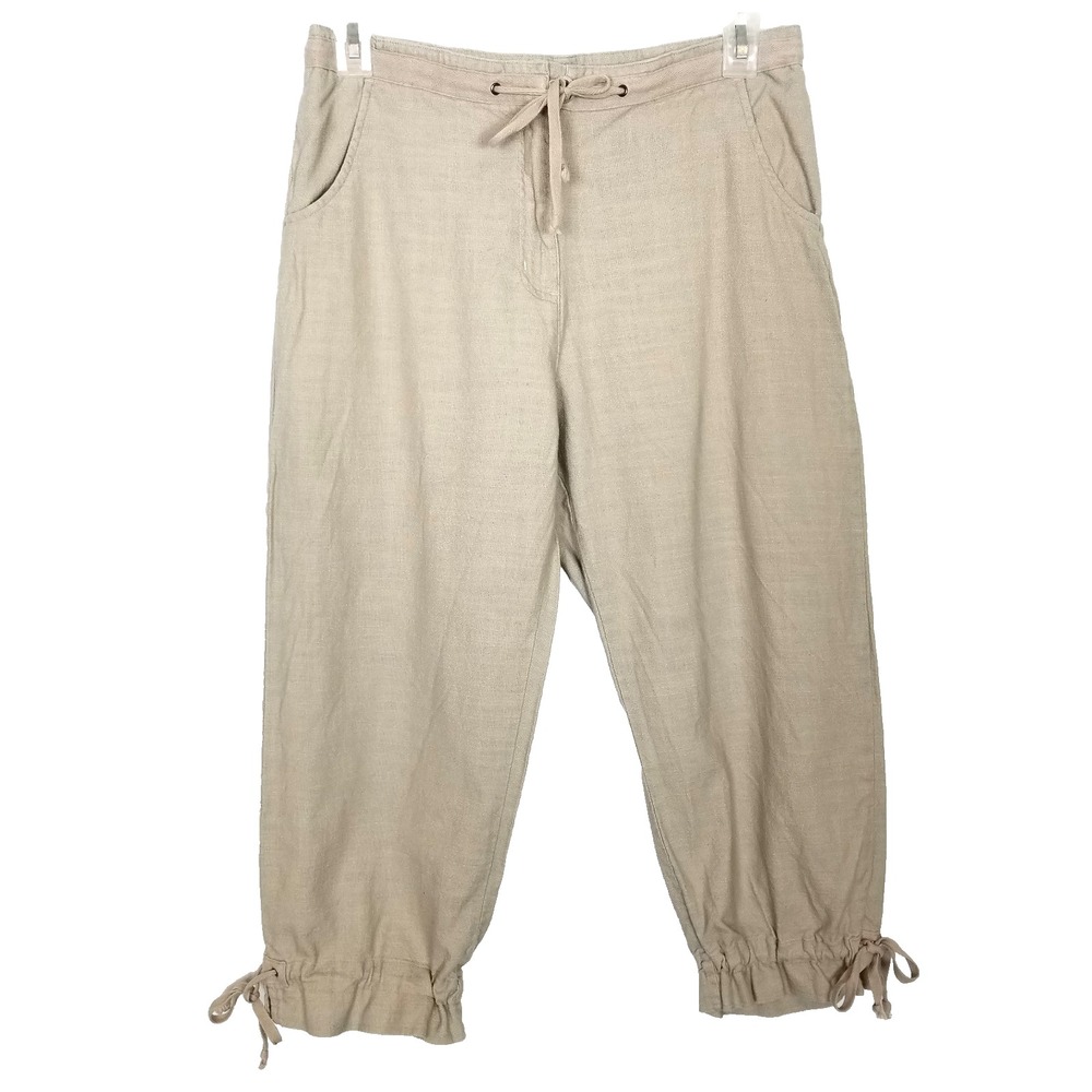 Woolrich Women Cotton Cropped Summer Pants Sz 12 Beige Boho Natural Outdoor